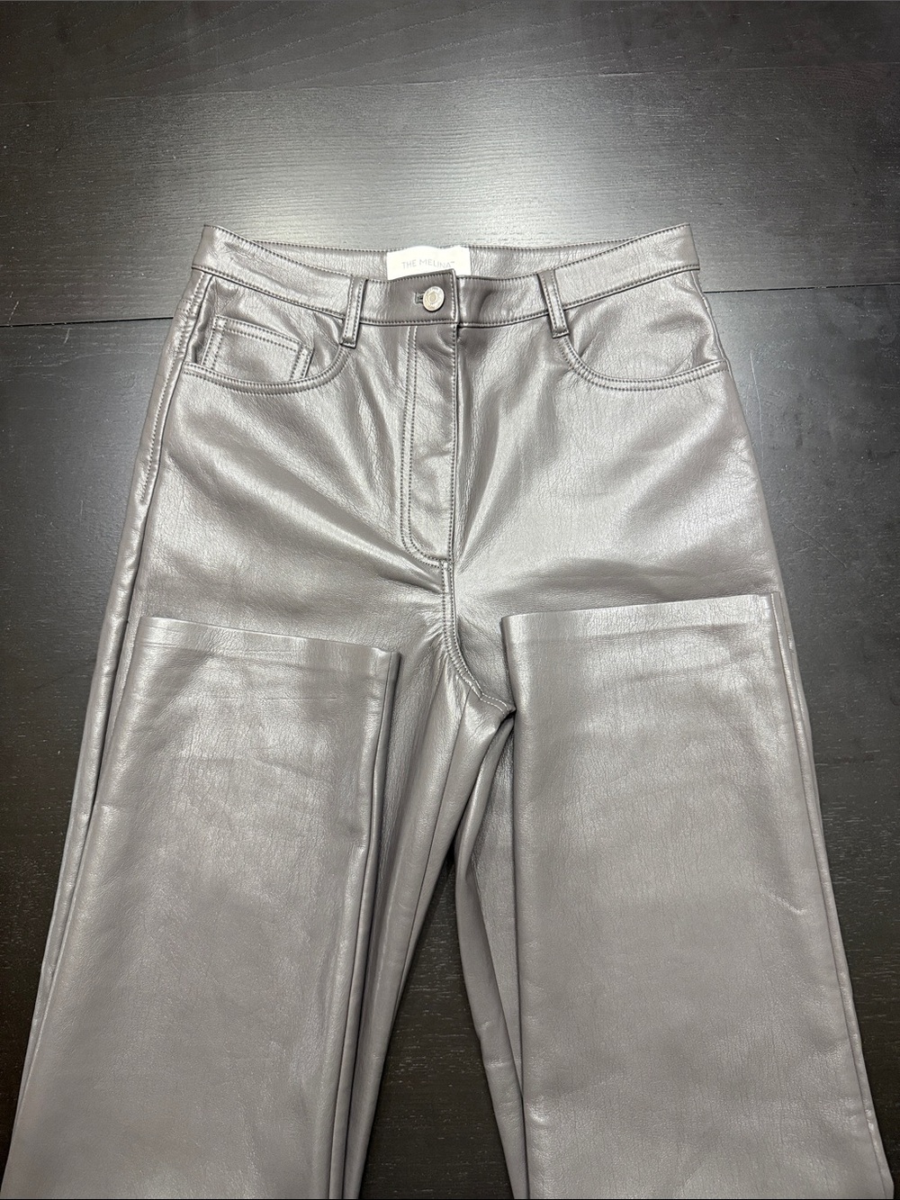 Wilfred Melina Leather-Look Straight Leg Pants in Gray